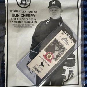 Boston Bruins Don Cherry Tradition Honoree with game ticket